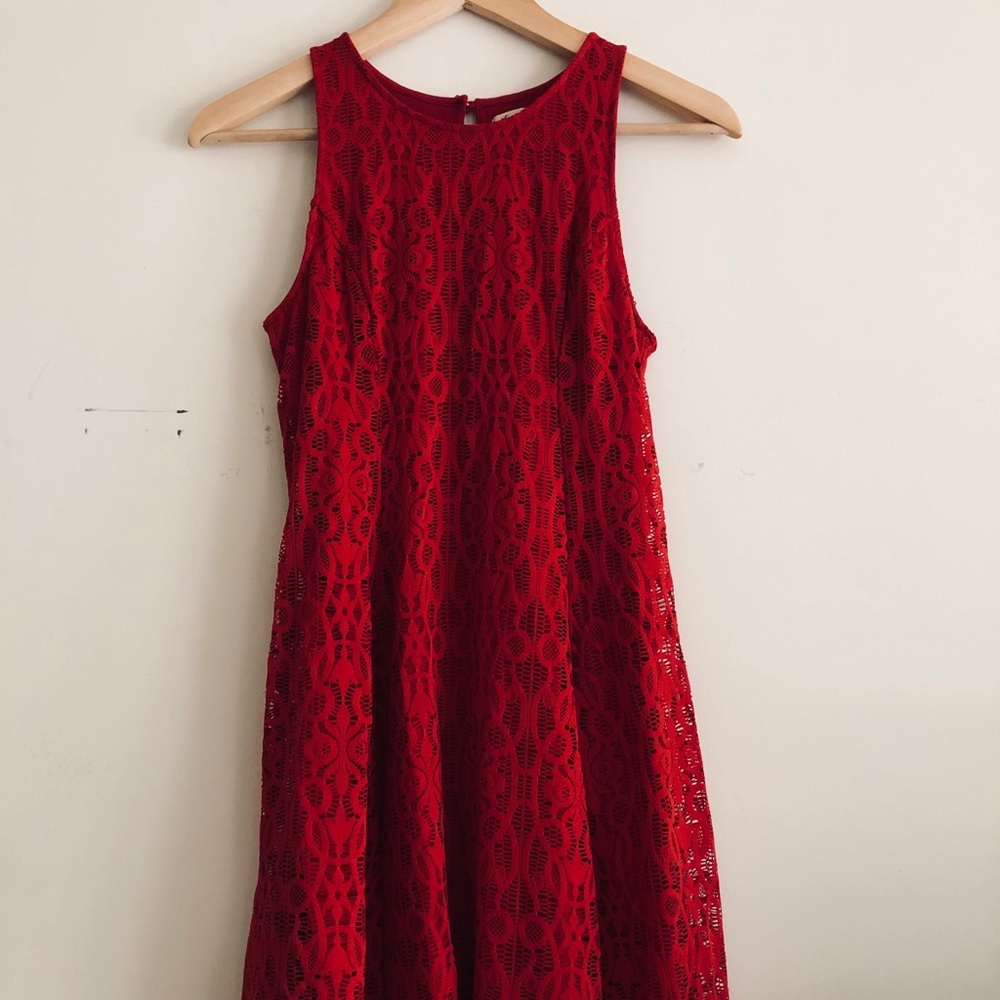 Hollister Red Lace Dress XS